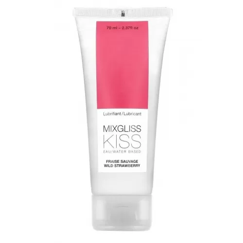Смазка на водной основе Mixgliss Kiss с ароматом земляники - 70 мл  