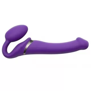 Фиолетовый безремневой вибрострапон Vibrating Bendable Strap-On - size L фиолетовый 