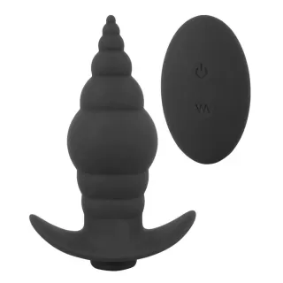 Черная анальная вибропробка RC Butt Plug - 9,6 см черный 