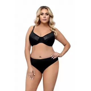 Раздельный купальник plus size со стразами на лифе черный 85E/42