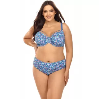 Раздельный купальник plus size с цветочным рисунком голубой 80C/40