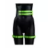 Набор для бондажа Thigh Cuffs with Belt and Handcuffs - размер S-M черный с зеленым S-M
