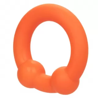 Оранжевое эрекционное кольцо Liquid Silicone Dual Ball Ring оранжевый 