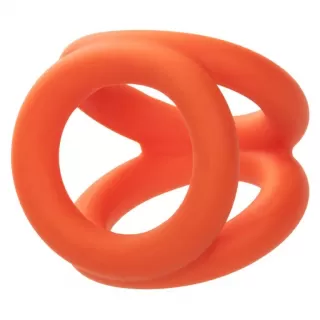 Оранжевое тройное эрекционное кольцо Liquid Silicone Tri-Ring оранжевый 