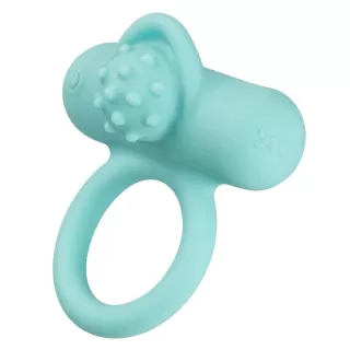 Аквамариновое эрекционное виброкольцо Silicone Rechargeable Nubby Lover’s Delight аквамариновый 