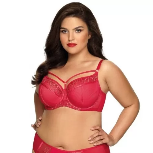 Бюстгальтер Margot с чашками plus size на тонком поролоне красный 105E