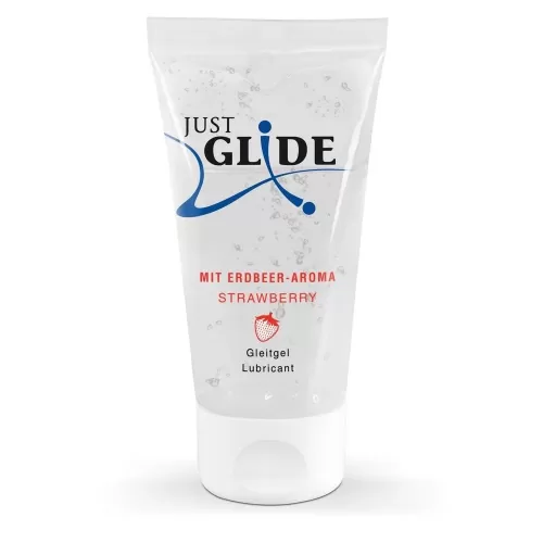 Лубрикант на водной основе Just Glide Strawberry с ароматом клубники - 50 мл  