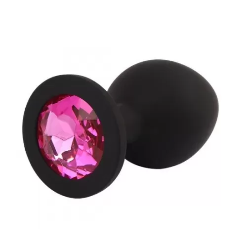 Черная анальная пробка с кристаллм Booty Fantasy Gem Plug M - 8 см черный 