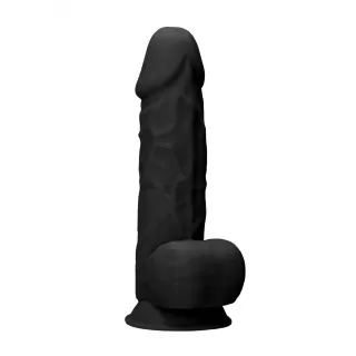 Черный фаллоимитатор Realistic Cock With Scrotum - 21,5 см черный 