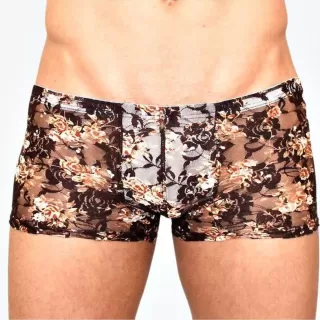 Мужские сетчатые боксеры с бежевыми розами Rose Boxer черный M