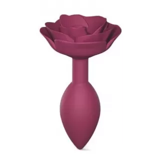 Сливовая анальная пробка с ограничителем-розой Open Rose Size M Butt Plug сливовый 