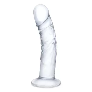 Стеклянный фаллоимитатор из стекла 7’’ Curved Realistic Glass Dildo With Veins - 15,9 см прозрачный 