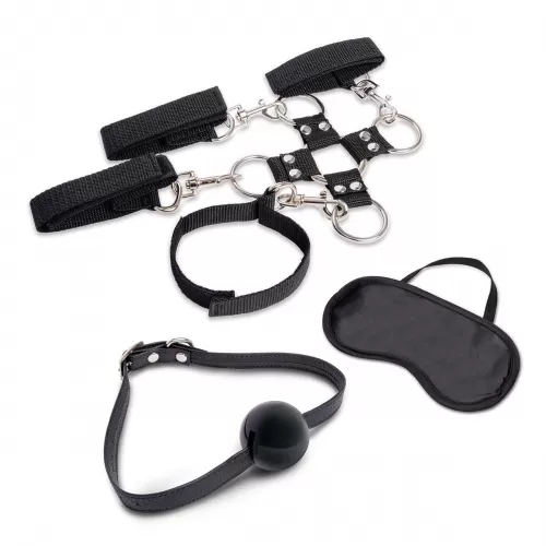 Набор для фиксации из 7 предметов Hogtie & Ball Gag Kit черный 