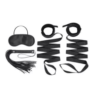 Эротический набор 4PC Bondage Bed Strap & Flogger Kit черный 