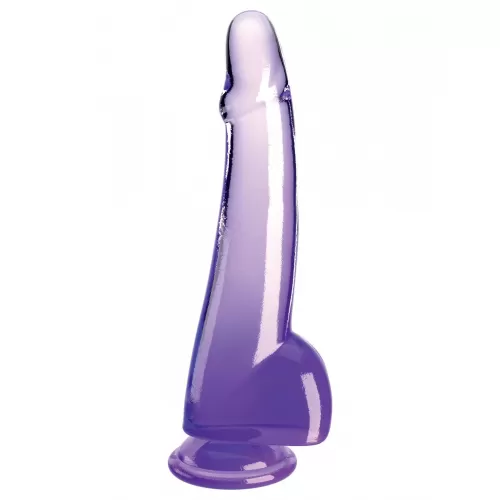 Фиолетовый фаллоимитатор с мошонкой на присоске 10’’ Cock with Balls - 27,9 см фиолетовый 