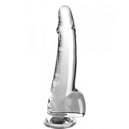 Прозрачный фаллоимитатор с мошонкой на присоске 10’’ Cock with Balls - 27,9 см прозрачный 