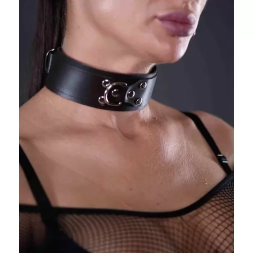 Коричневый кожаный ошейник Sex Game коричневый 