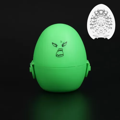 Рельефный мастурбатор EGG в зеленом футляре прозрачный 