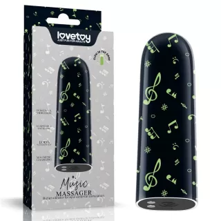 Мини-вибратор Rechargeable Glow-in-the-dark Music Massager - 8,5 см черный 