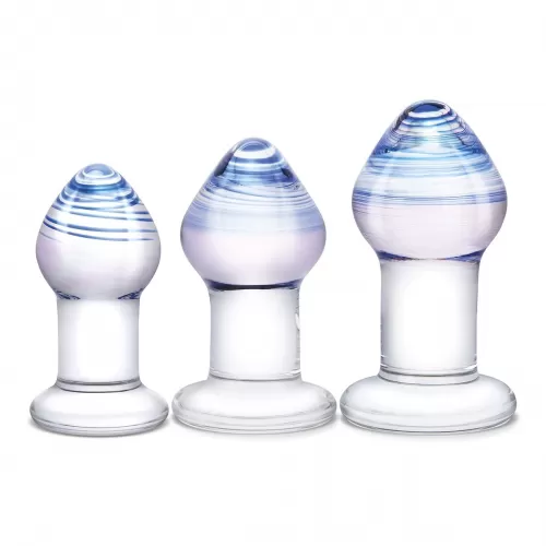 Набор из 3 стеклянных анальных пробок Pleasure Droplets Plug Set прозрачный 