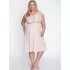 Сорочка plus size из эластичной микрофибры с лифом из кружевного полотна темно-синий 5X