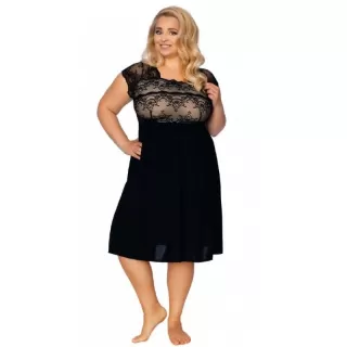 Элегантная ночная сорочка plus size с кружевом темно-синий 6X