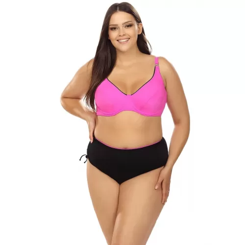 Розово-черный раздельный купальник plus size розовый с черным 95G/46