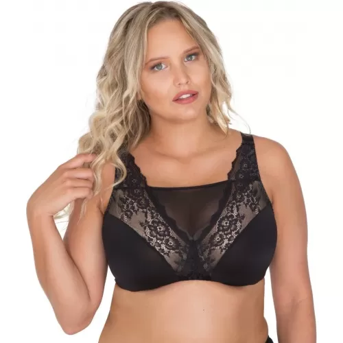 Бюстгальтер-топ plus size на косточках черный 95F