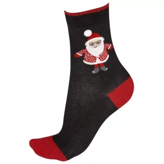 Новогодние хлопковые носки с Сантой Клаусом Christmas Socks черный S-M-L