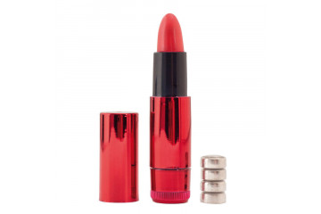 Красный вибратор в виде помады - 9 см.