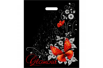 Черный пакет Glamour с вырубной ручкой (38х47 см)