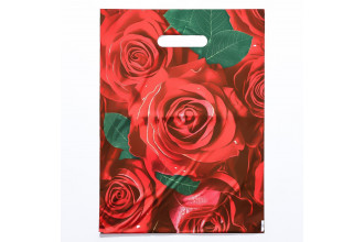 Пакет с цветочным принтом и вырубной ручкой (30х40 см)