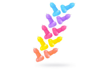 Набор из 10 разноцветных свечей в форме пениса