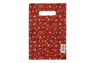 Красный подарочный новогодний пакет с вырубной ручкой (20х30 см)