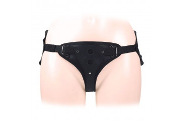 Черный пояс-трусики в комплекте с коннектором и насадкой