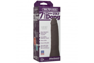 Реалистичная темнокожая насадка Vac-U-Lock 7 ULTRASKYN Thin Dong - 19 см.