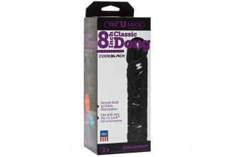 Насадка-фаллоимитатор Vac-U-Lock CodeBlack 8 Inch Classic Dong - 19,3 см.