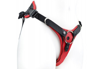 Красно-черный женский пояс с 2 способами крепления насадок