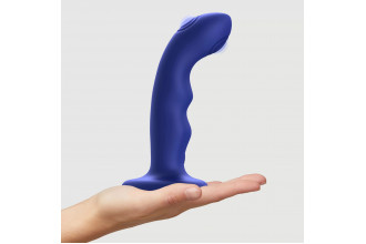 Синяя насадка-стимулятор Strap-On-Me Tapping Dildo Wave