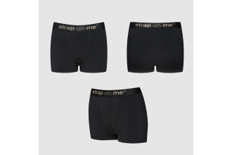 Черные трусики-боксеры для фиксации насадок Strap-on-me Harness Lingerie Allure - size L