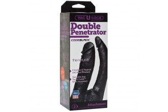 Черная насадка-фаллоимитатор для двойной стимуляции Double Penetrator - 16 см.