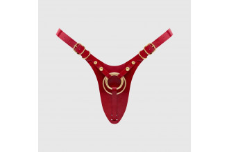 Красный пояс для фиксации насадок Strap-On-Me Leatherette Harness Fabulous