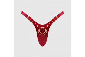 Красный пояс для фиксации насадок Strap-On-Me Leatherette Harness Fabulous