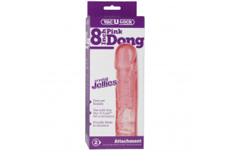 Розовая фаллическая насадка Vac-U-Lock 8 Crystal Jellies Dong - 20,3 см.