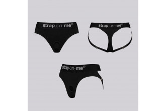 Черные трусики для фиксации насадок Harness Lingerie Heroine XS