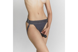 Серые трусики для фиксации насадок Strap-on-me Harness Lingerie Unique