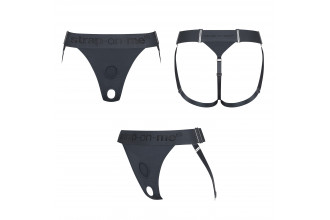Серые трусики для фиксации насадок Strap-on-me Harness Lingerie Unique