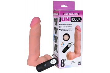 Фаллическая насадка Харнесс UNICOCK 8 с вибрацией - 20 см.