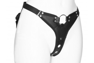 Черный женский пояс с вагинальной пробкой