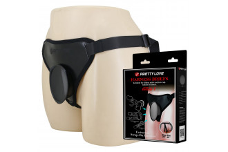 Черные трусики харнесс с платформой Caludio I